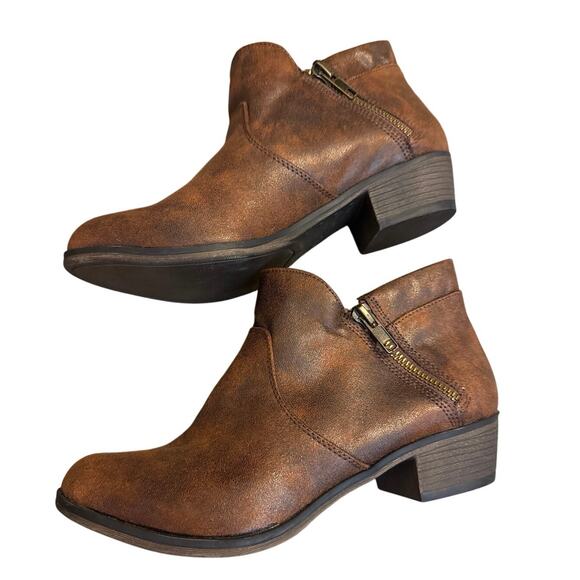 Brand New Sun + Stone Women's 6.5 Womens Adelinee Faux Leather Ankle Boots Brown - Picture 1 of 10